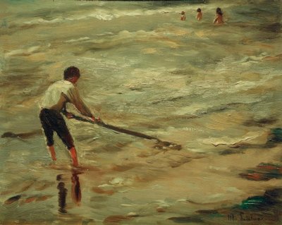 Schelpenvissers – Grijze zee, studie door Max Liebermann